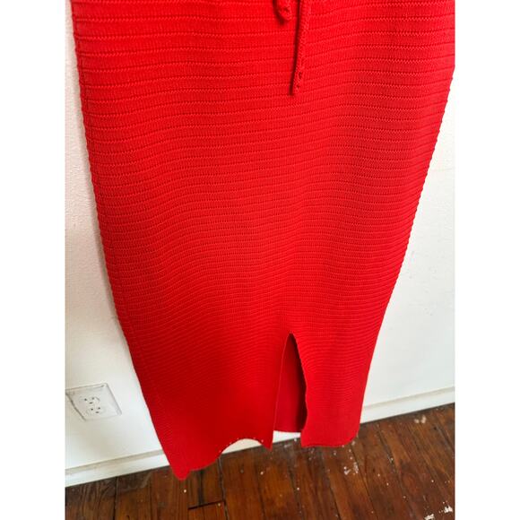 RONNY KOBO Red Orange Crochet V-Neck Open Back Tie Dress Size Medium - Picture 10 of 15